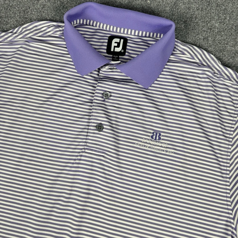 Footjoy Golf Polo Bardmoor Golf Club Purple White Stripe Size L/XL